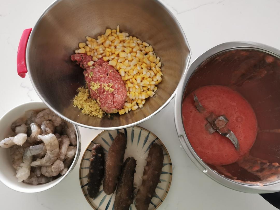 番茄海参虾仁抄手