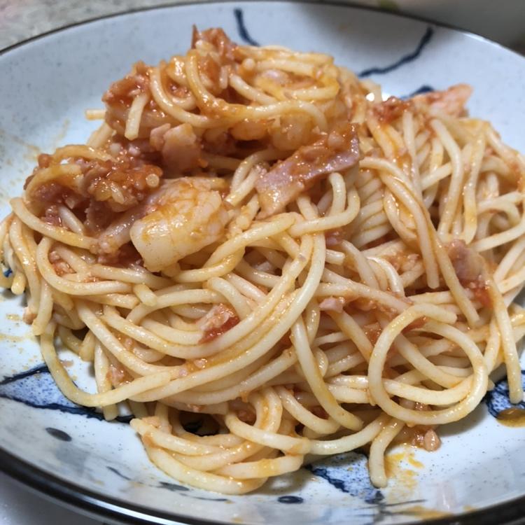 培根虾仁意大利面