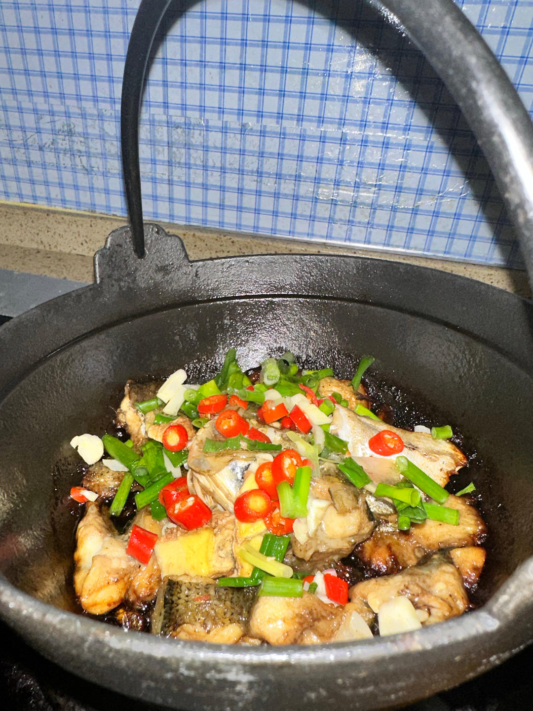 葱香焗鲈鱼