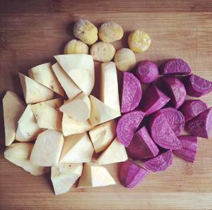 紫薯红豆茶巾绞and红薯栗子茶巾绞的做法 步骤1