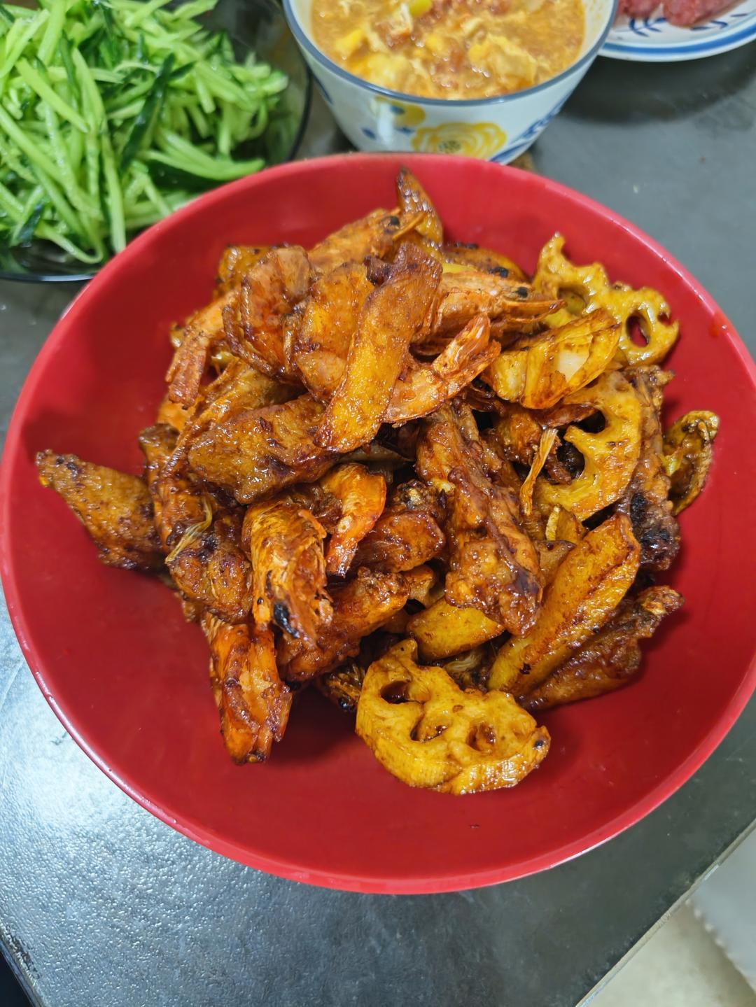 干锅鸡翅香辣虾🍤