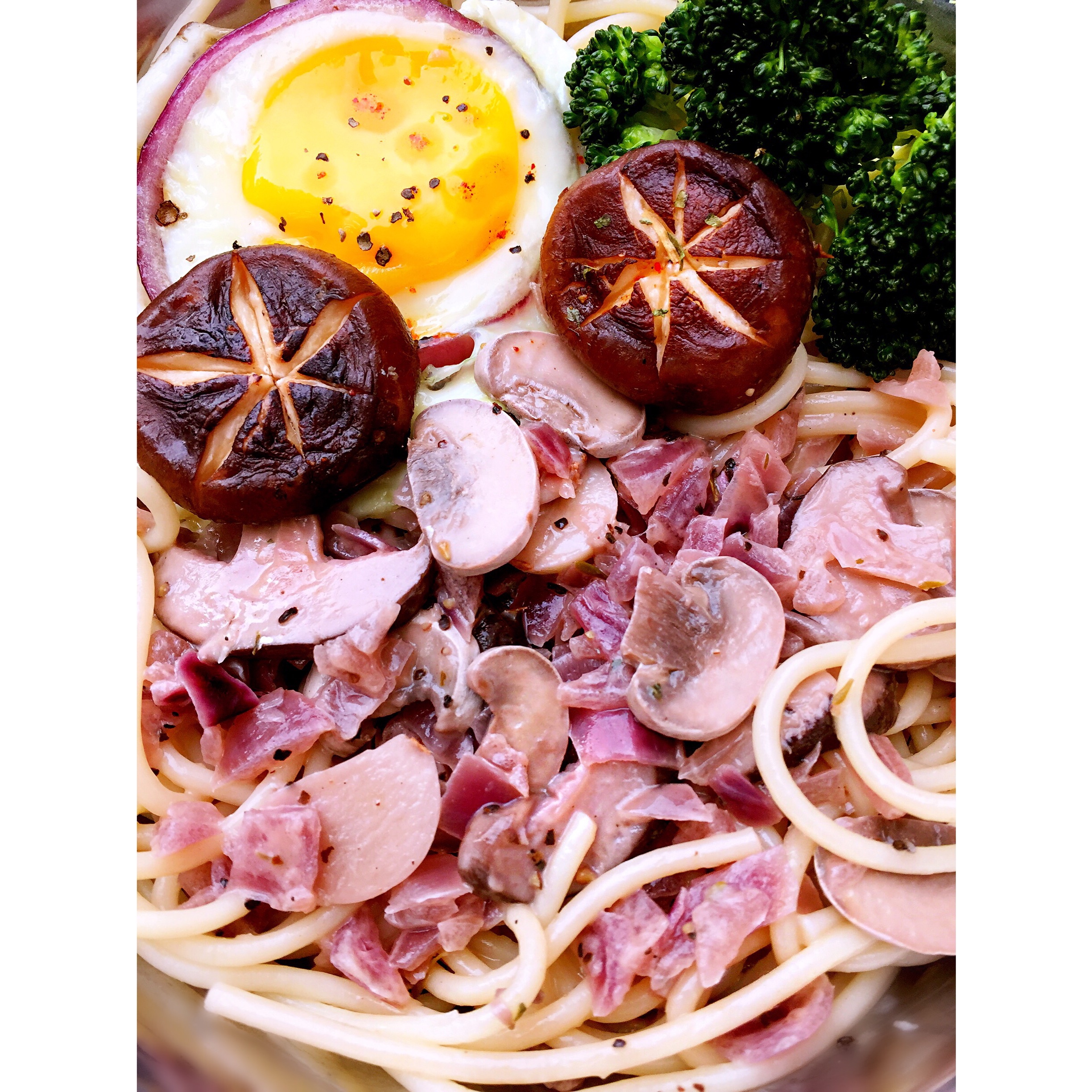 白汁蘑菇培根意粉