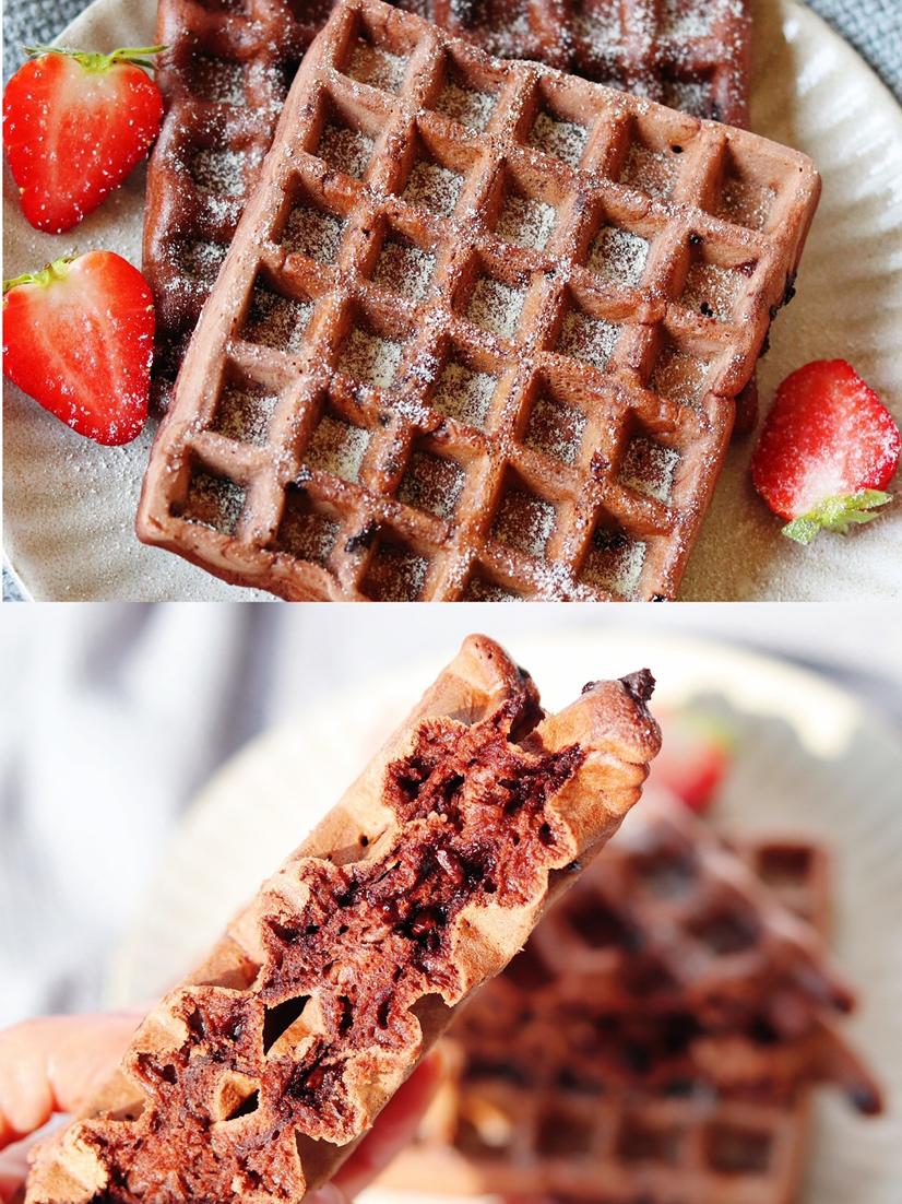 零失败，无需烤箱❗️巧克力华夫饼的做法