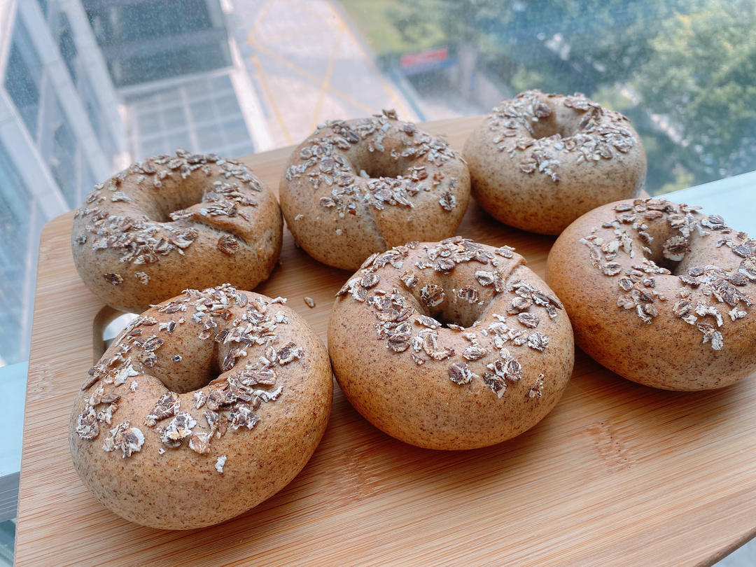 简单易上手 减脂神器 无油无糖黑麦全麦贝果