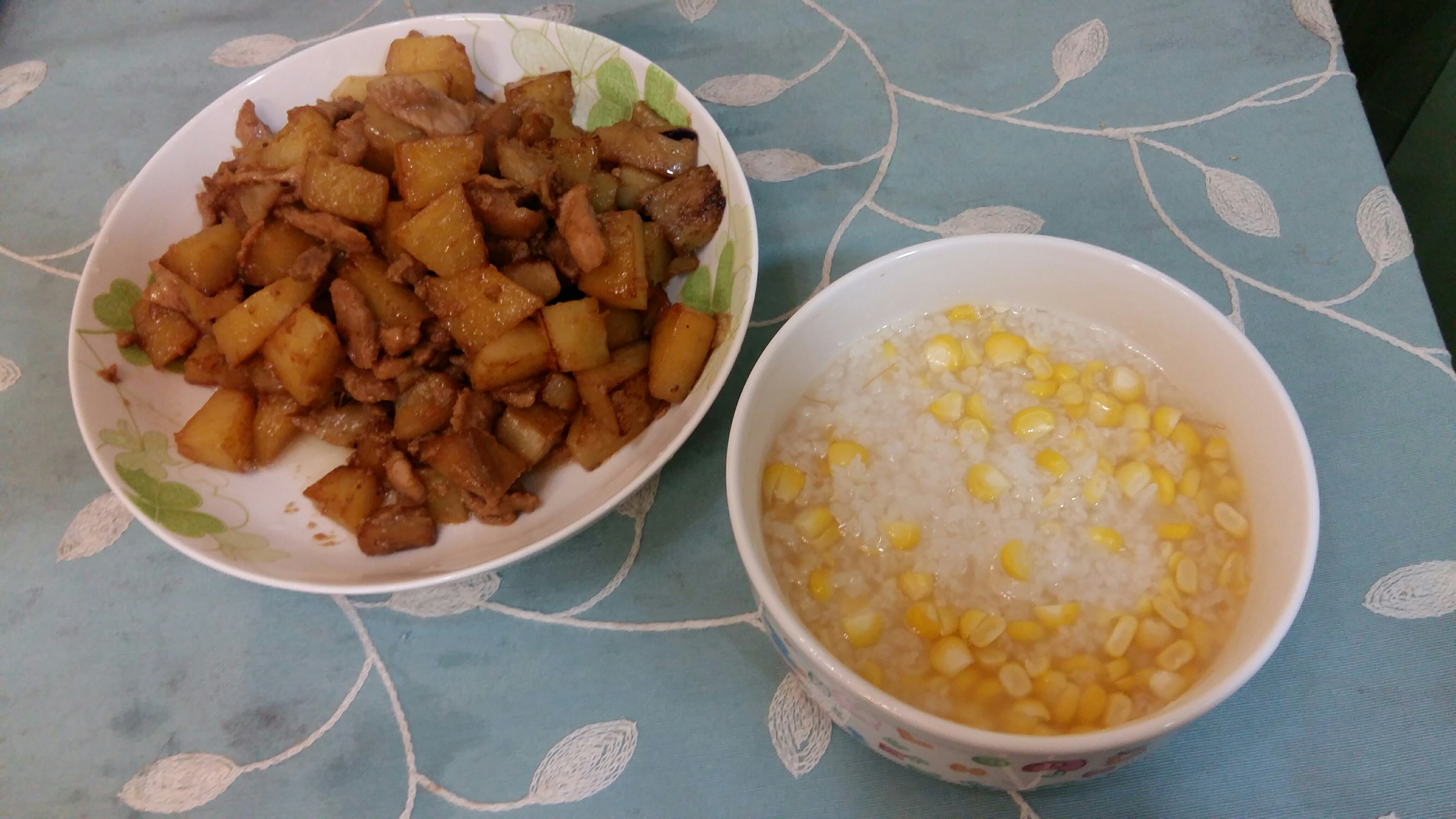 玉米粥+改良炒三鲜