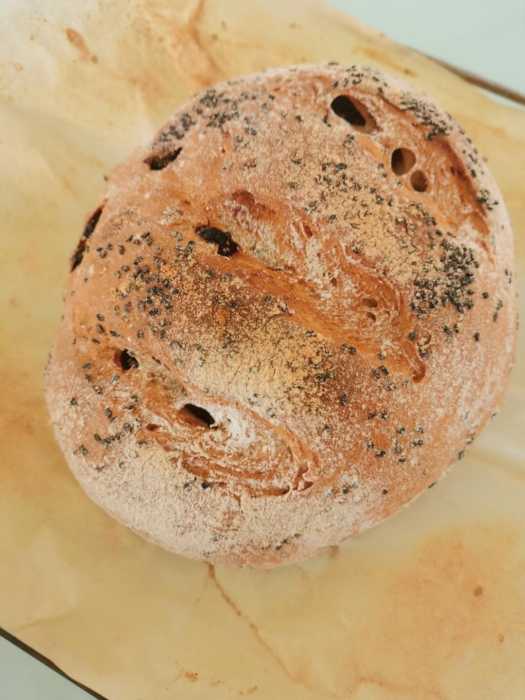 全麦坚果蔓越莓欧包~隔夜发酵