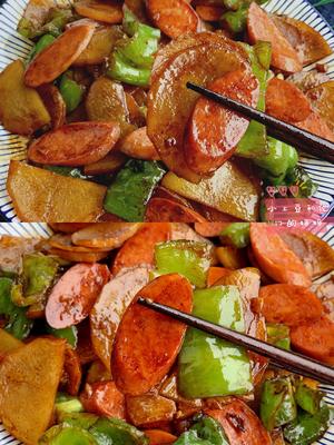 经典下饭神器———青椒火腿炒土豆片的做法 步骤1