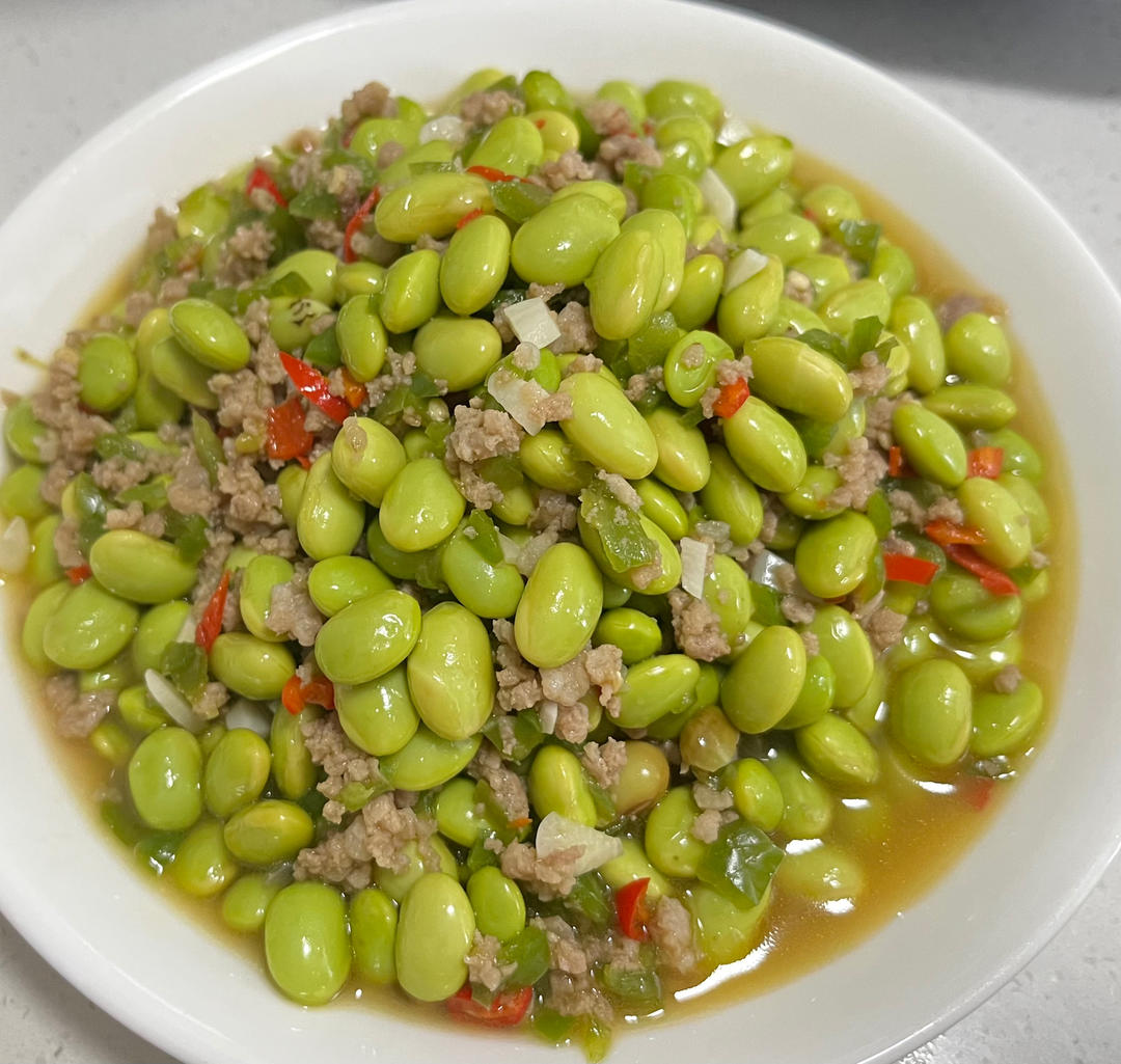 毛豆辣椒炒肉末