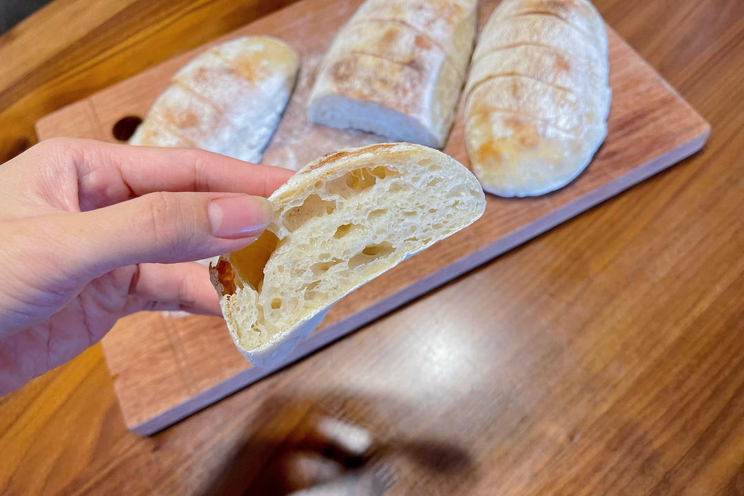 零机器免揉|徒手做出漂亮大气孔欧包|恰巴塔Ciabatta