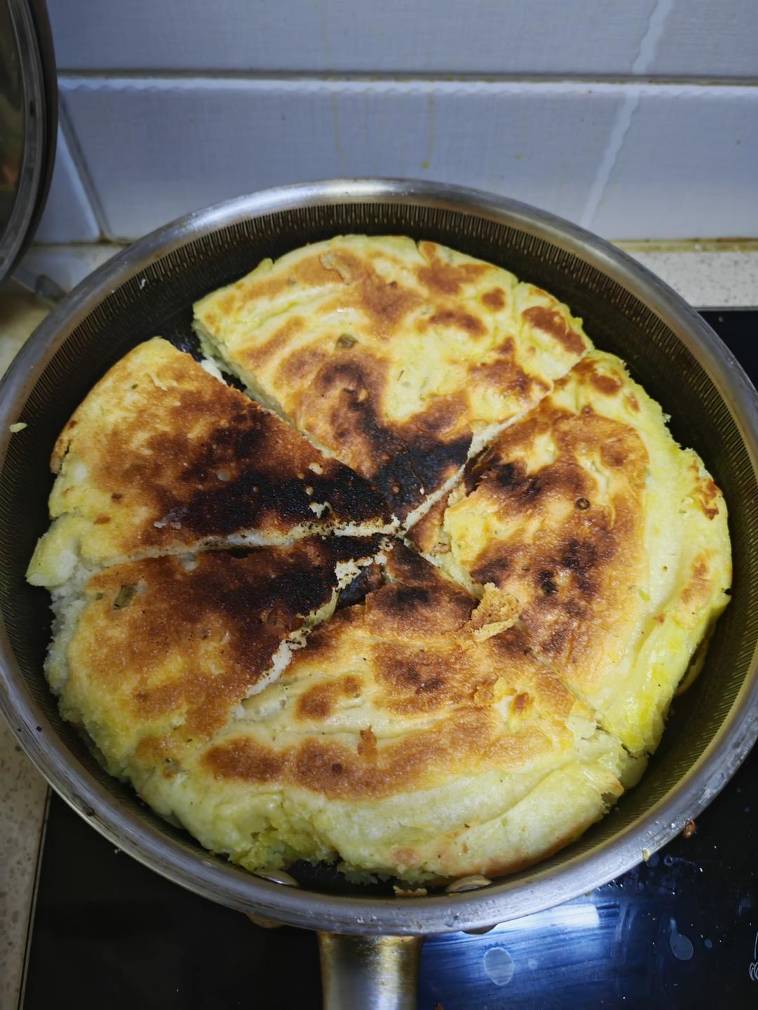 手不沾面做发面大饼