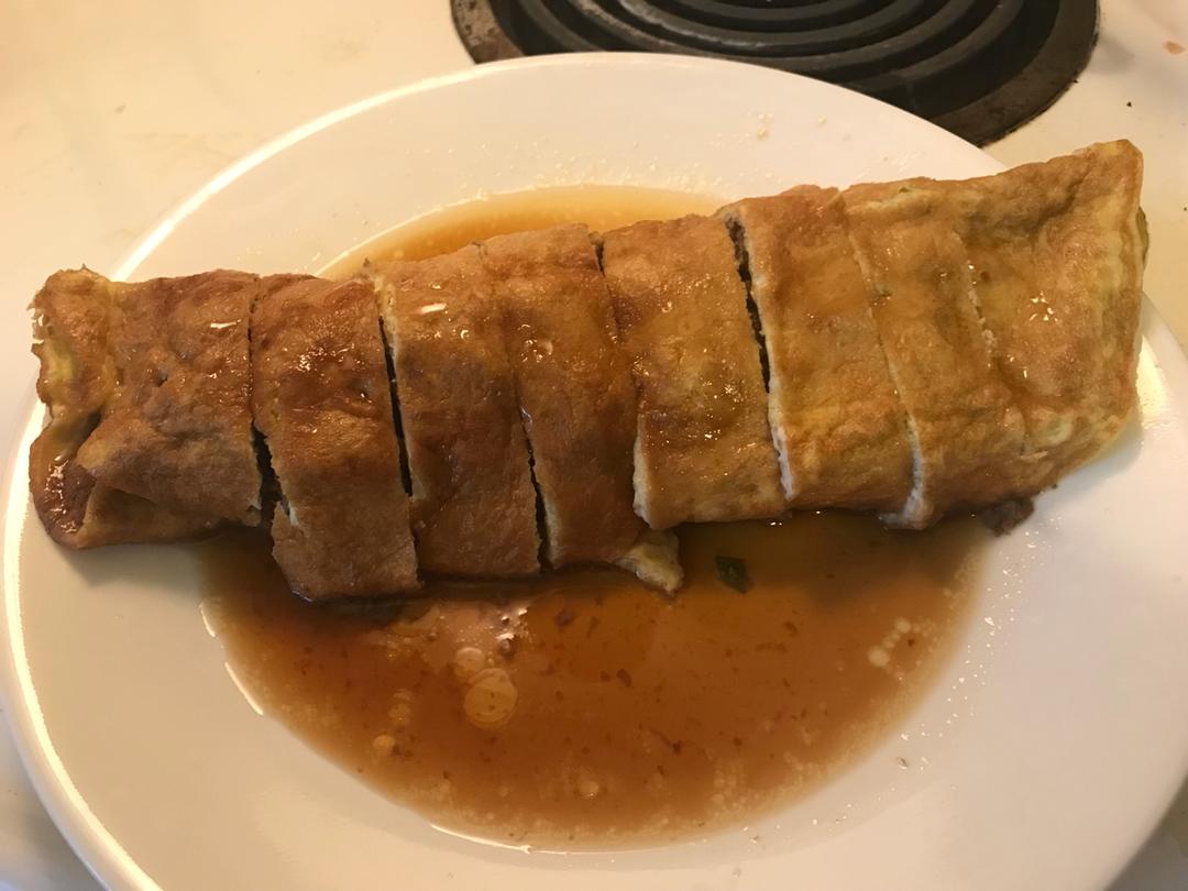 葱香肉末鸡蛋卷