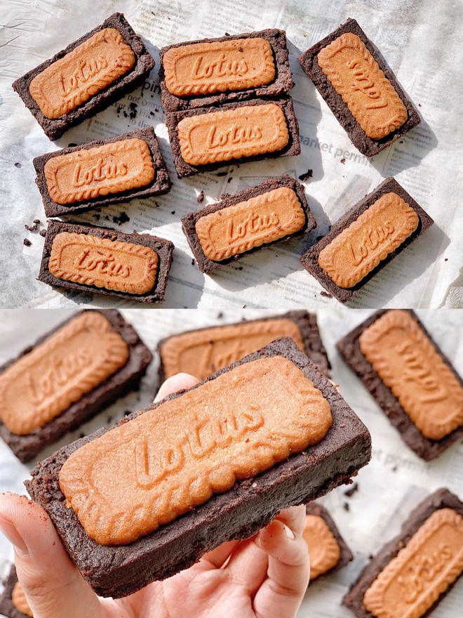 ㊙️巧克力控必入‼️零失误的焦糖饼干布朗尼‼️的做法
