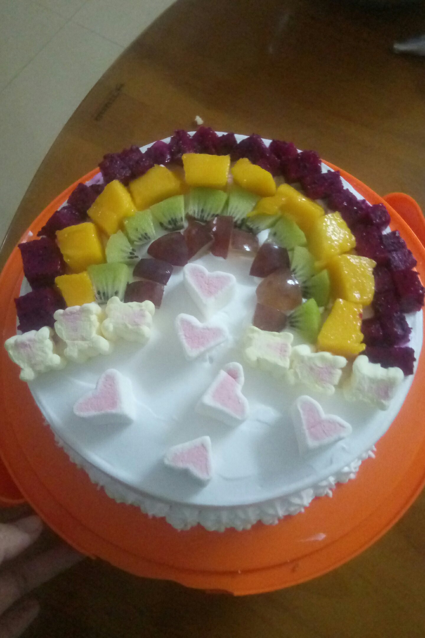 彩虹🌈水果装饰蛋糕