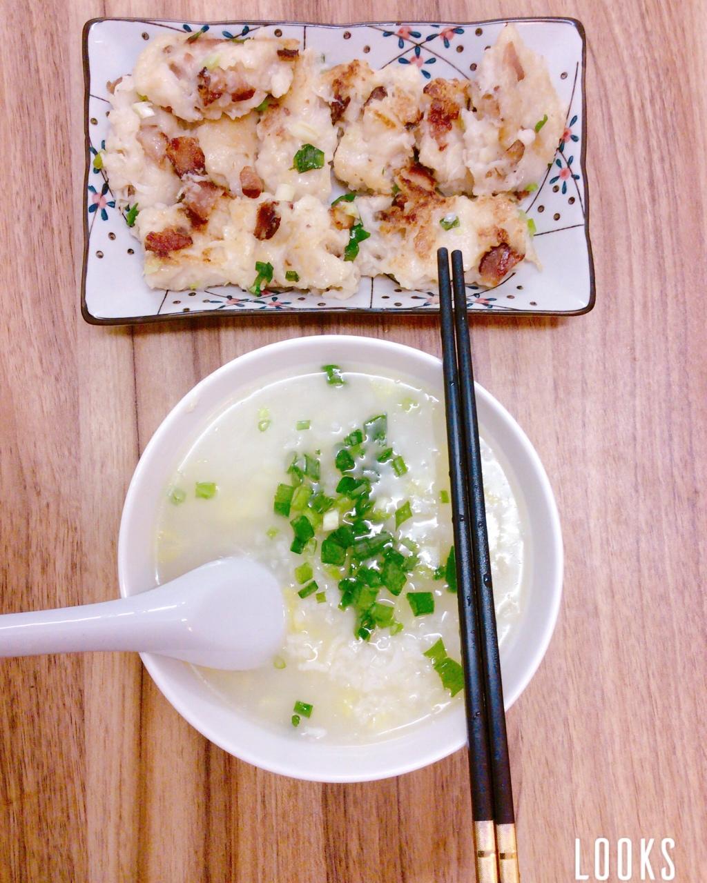 萝卜糕+白菜粥
