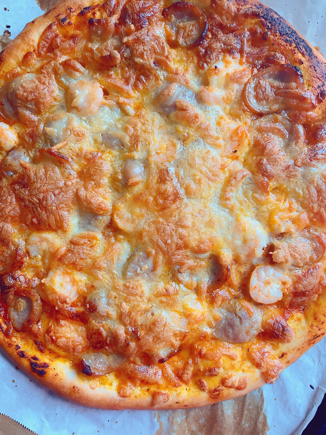 鲜虾培根披萨🍕