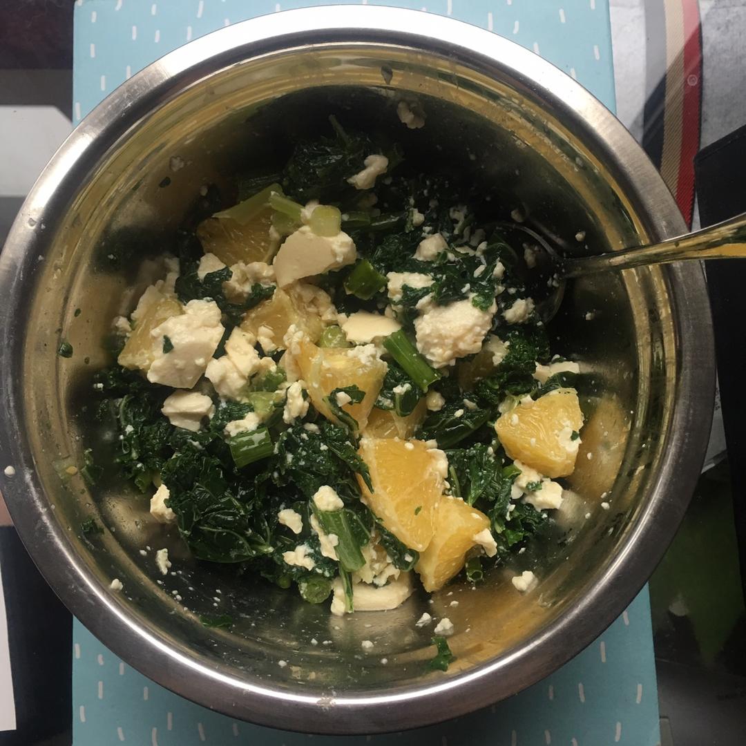 嫩豆腐香橙羽衣甘蓝Kale with Soft Tofu and Orange的做法