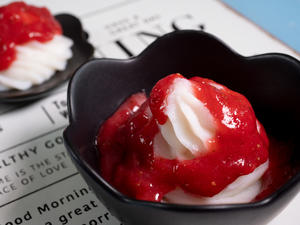 草莓山药泥，酷似冰淇淋的辅食的做法 步骤8