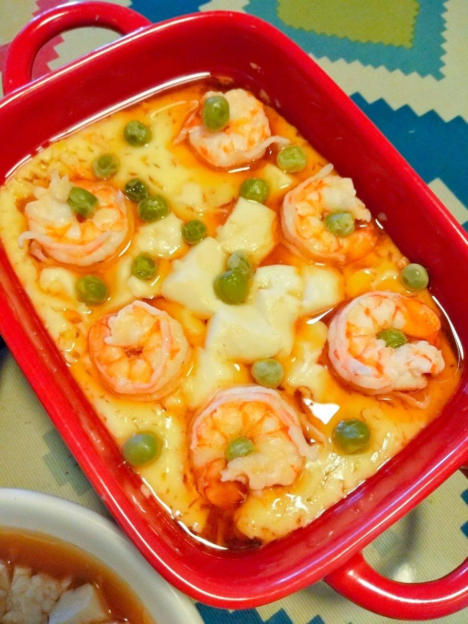 虾仁豆腐蒸水蛋