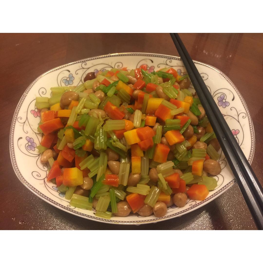 凉拌芹菜花生米胡萝卜