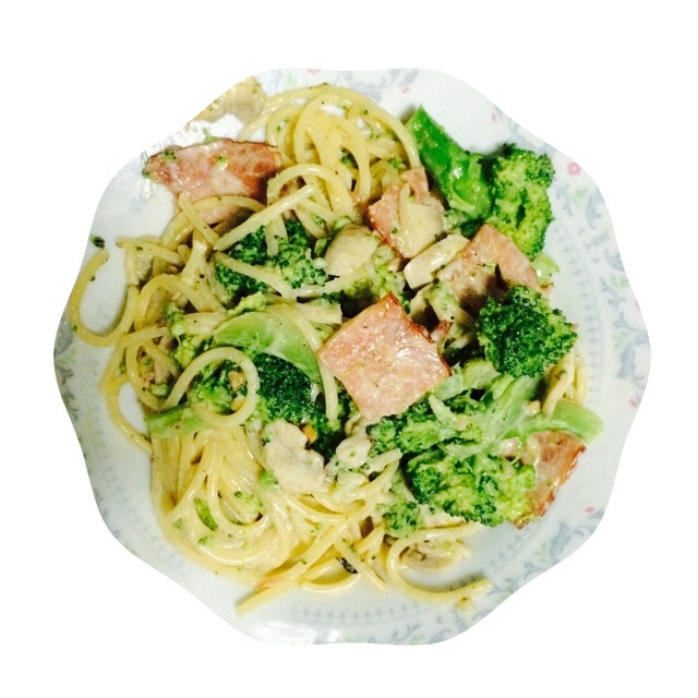 白蘑菇奶油培根意面