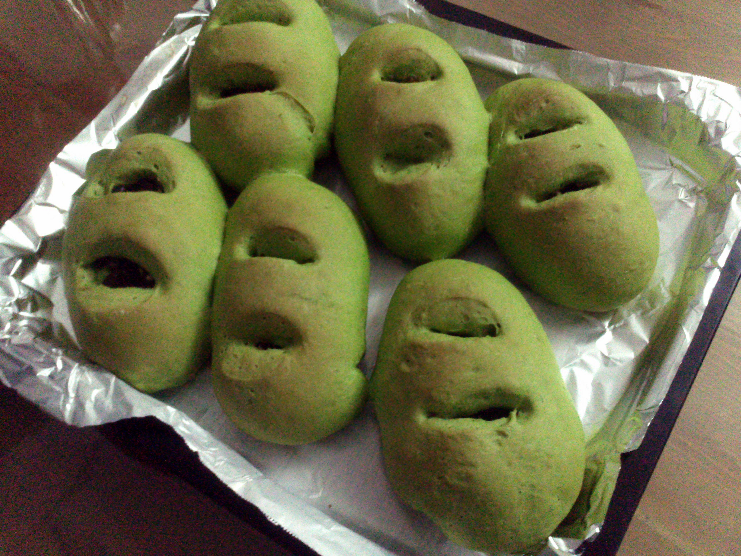 抹茶豆沙小面包（无油脂）