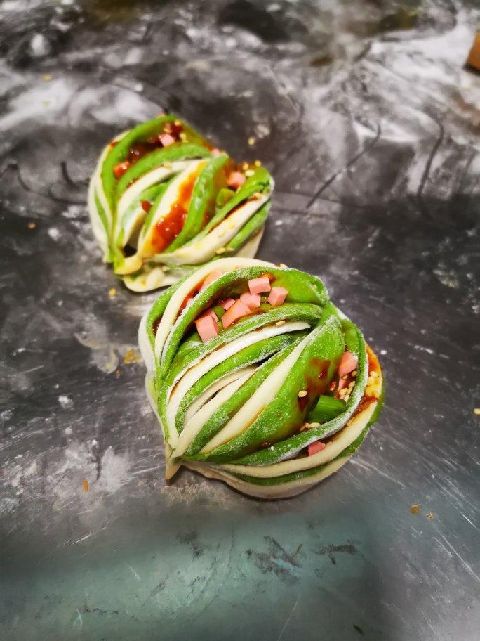 菠菜汁心形馒头 花卷（一次性发酵超治愈）
