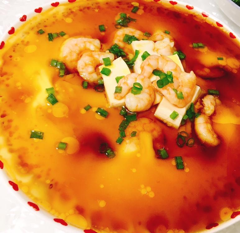 虾仁豆腐蒸水蛋