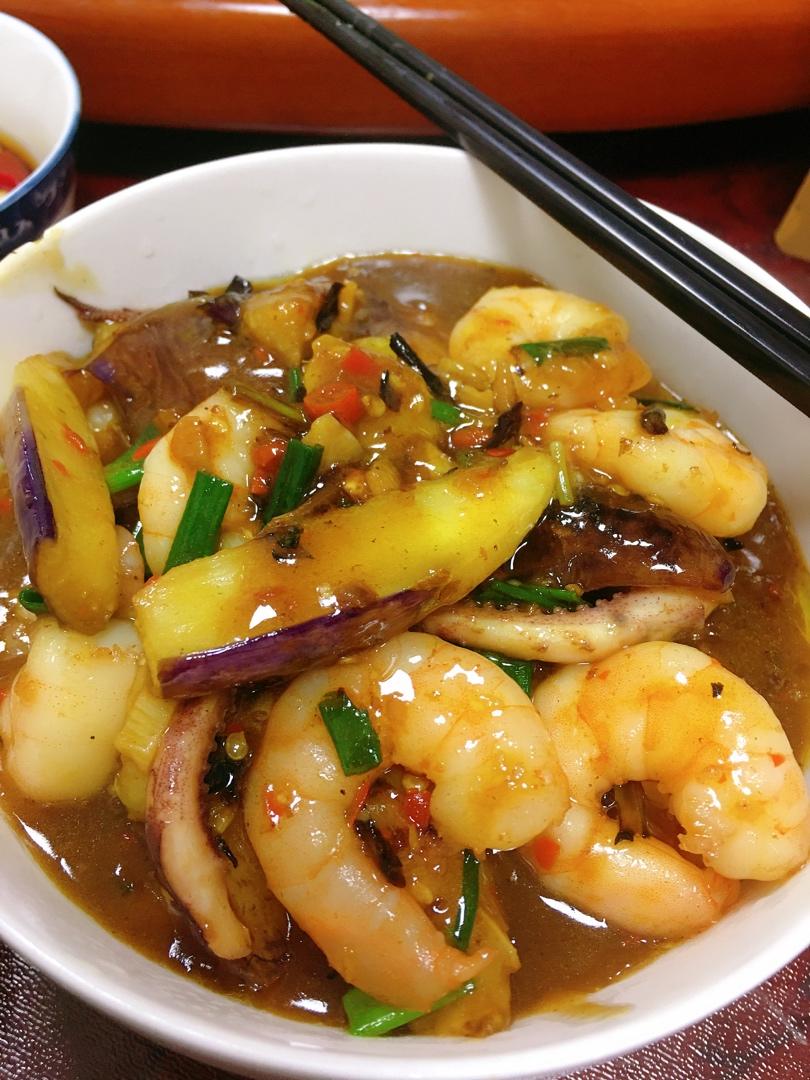 海鲜茄子煲