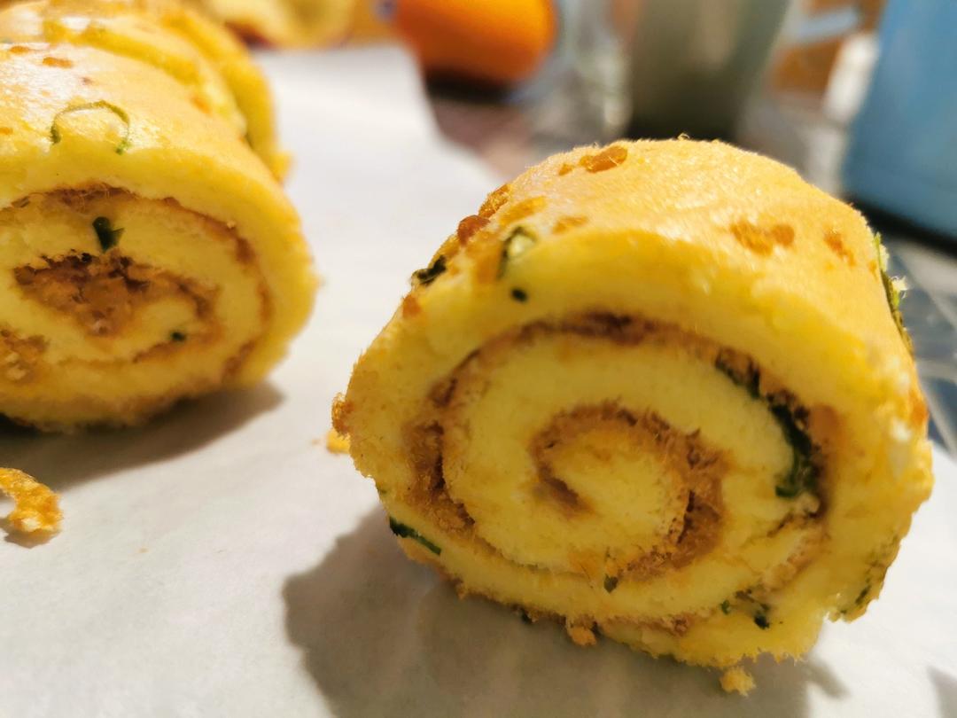 香葱肉松蛋糕卷这样做‼️满屋飘香（小视频食谱）