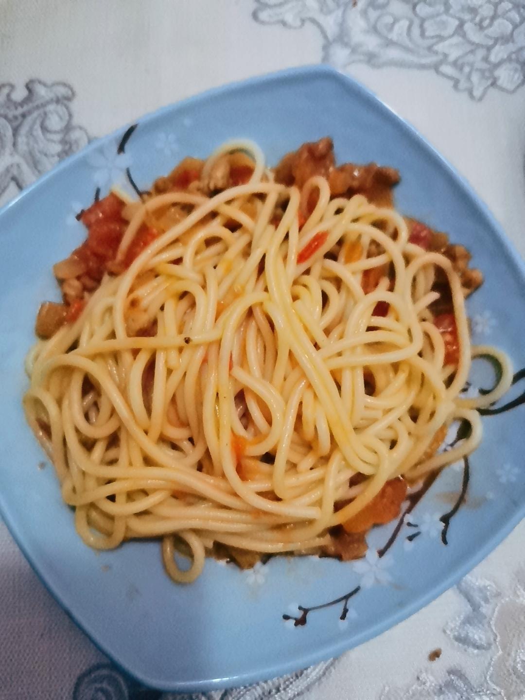 （完胜必胜客的）番茄肉酱意大利面～