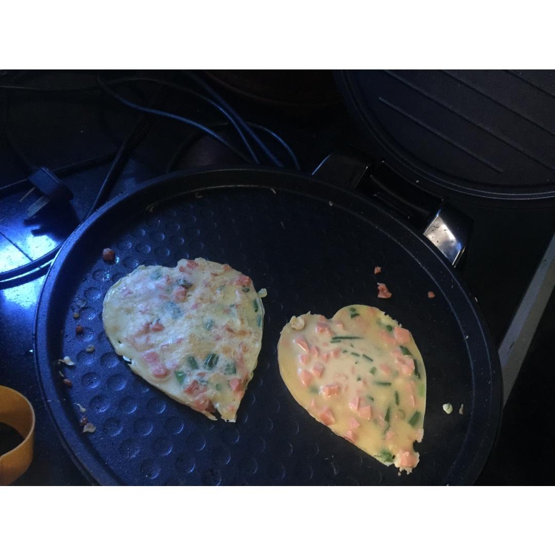 电饼铛胡萝卜丝葱花鸡蛋饼