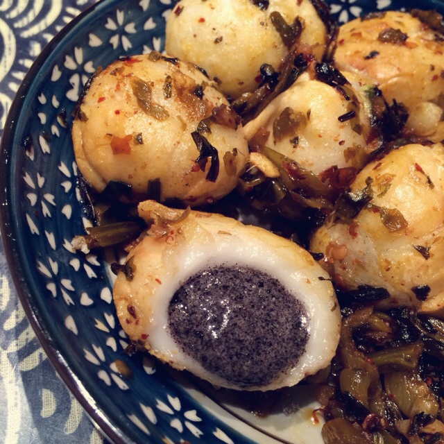 格子zoey做的腌菜炒汤圆