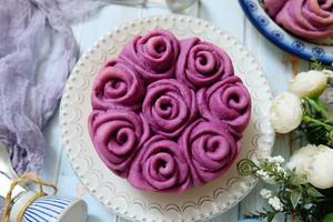 春天里～奶香紫薯玫瑰花面包（一次性发酵）的做法 步骤20