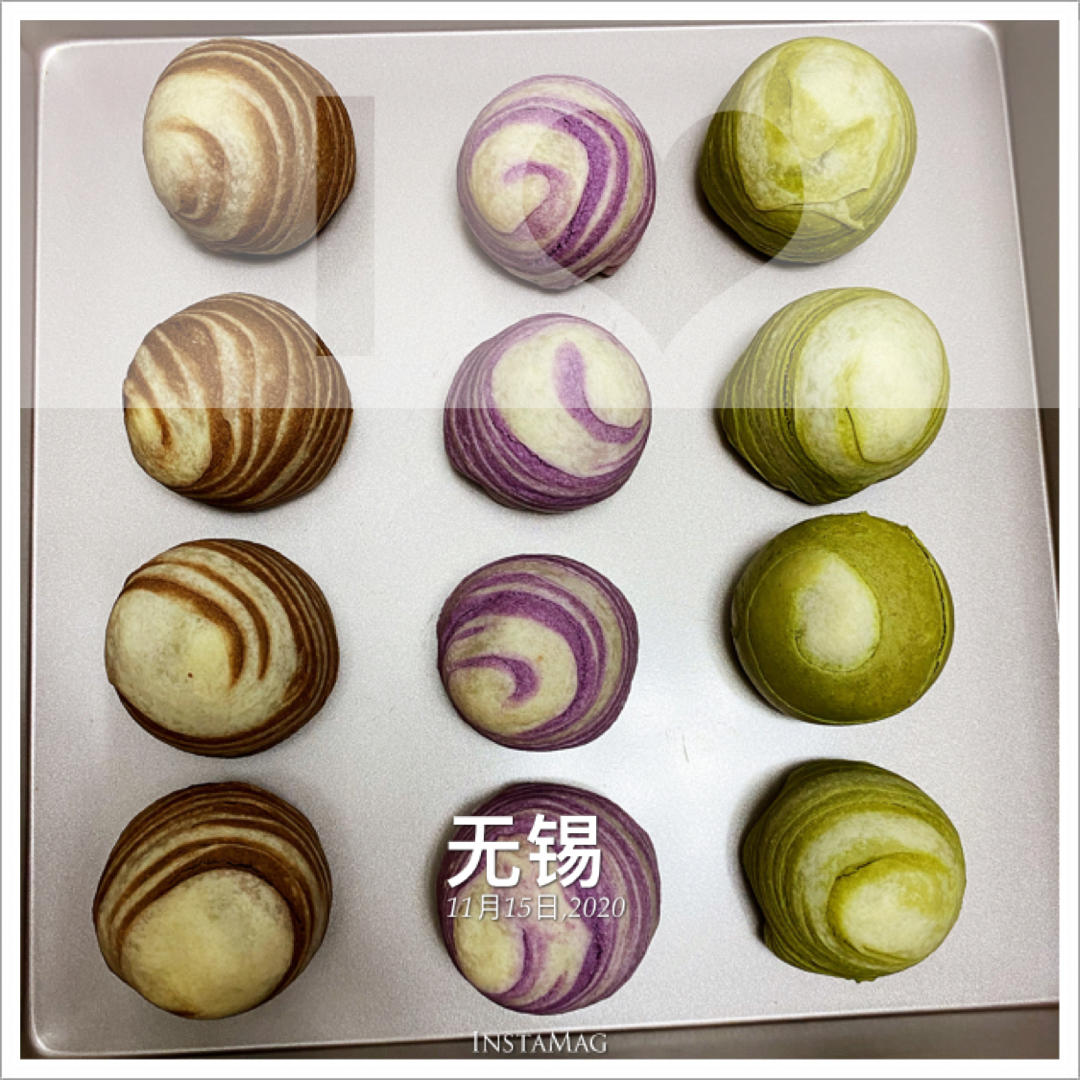 蛋黄酥~紫薯、抹茶、原味~花好月圆，中秋快乐~内附一次做六色蛋黄酥方法~