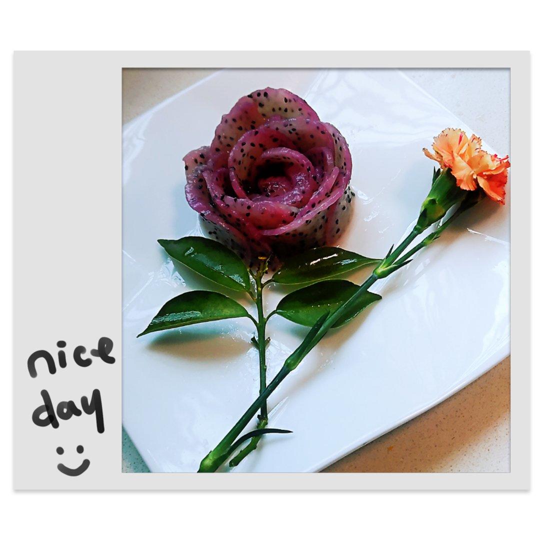 日悦莘辰做的红心火龙果玫瑰花芒果牛油果玫瑰花果盘摆盘视频更新