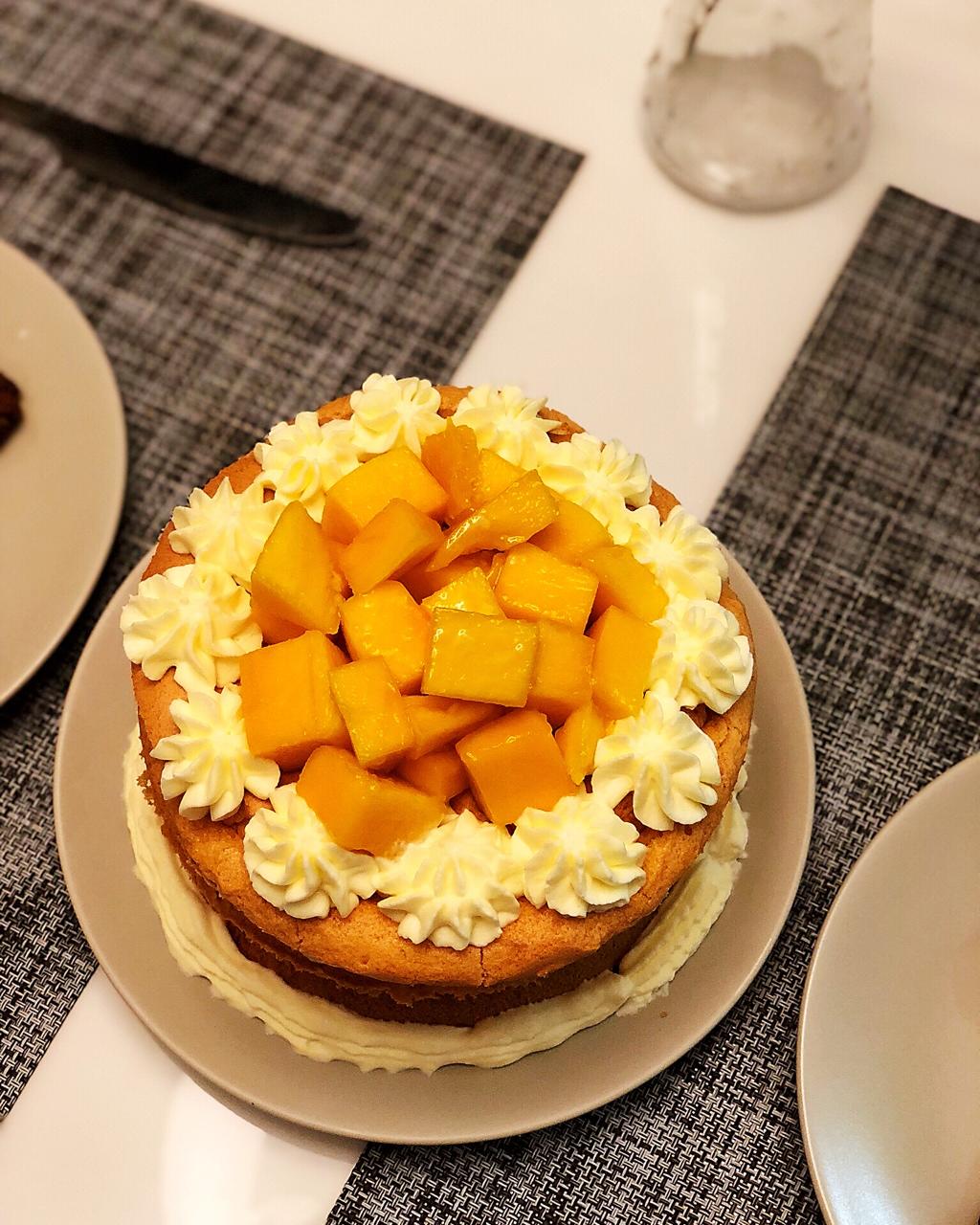 【零失败】不会裱花没关系的水果裸蛋糕 芒果裸蛋糕 完美戚风胚