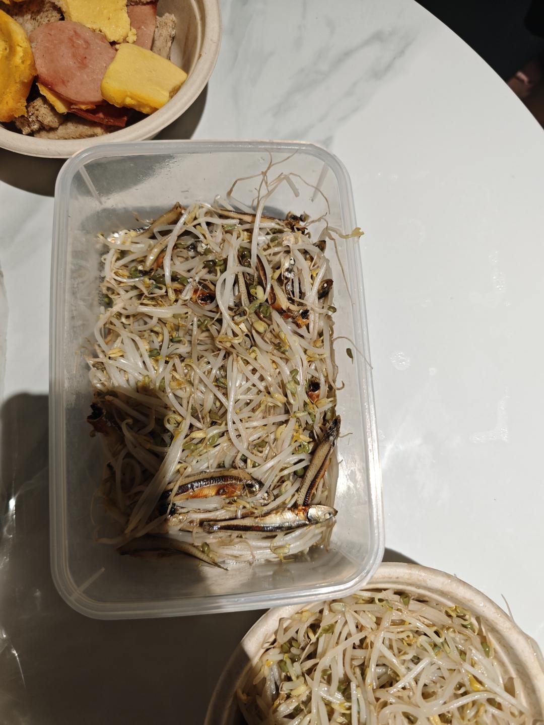 炒绿豆芽小鱼干
