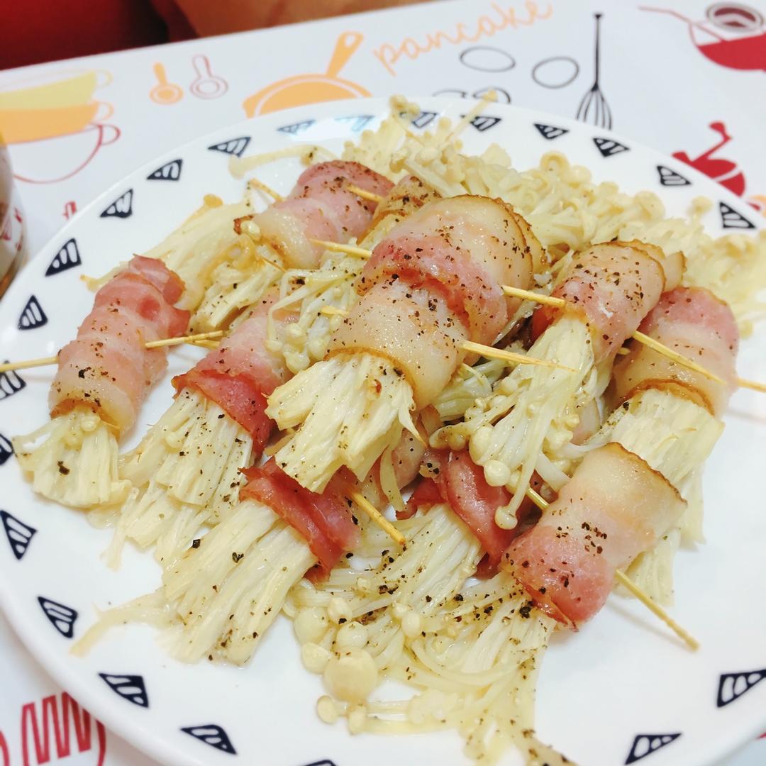 视频菜谱：金针菇培根卷
