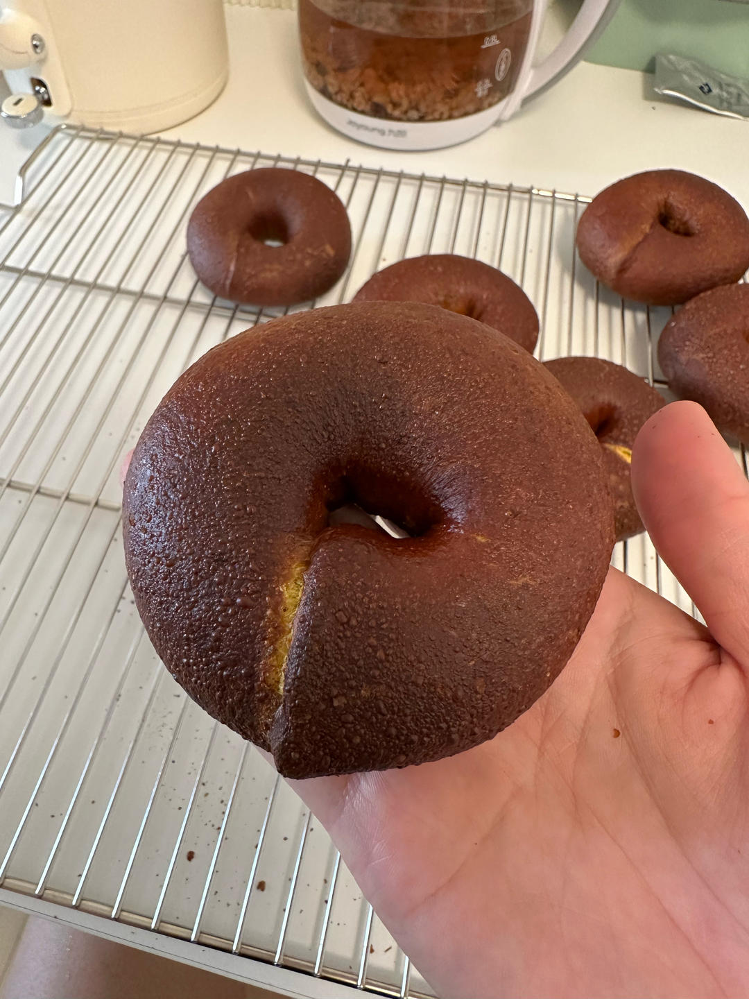 低卡饱腹，超简单但超~好吃的无油糖南瓜全麦贝果