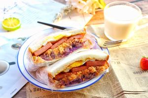 平凡料理の超厚的紫薯肉松昭三明治的做法 步骤8