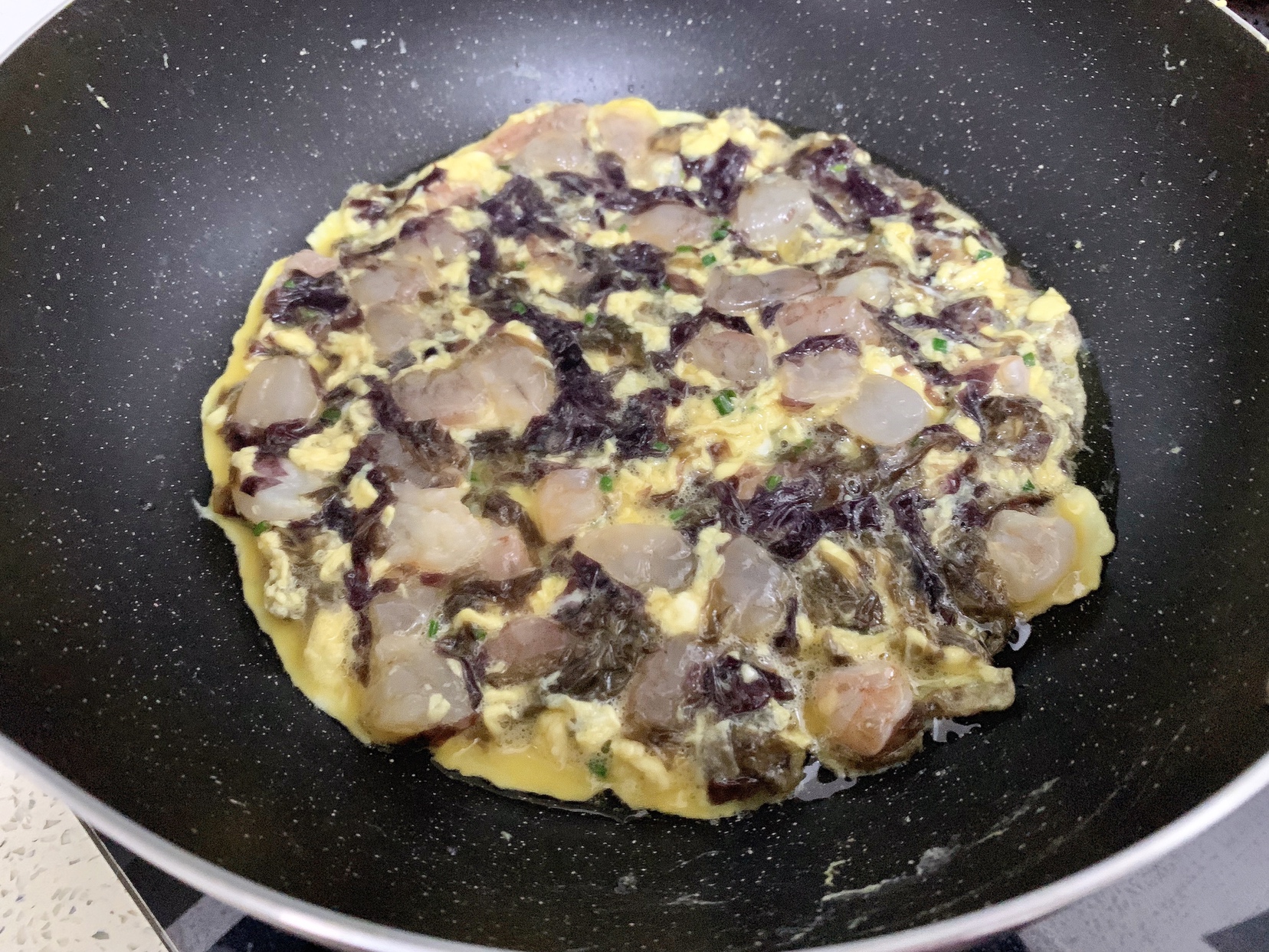 超鲜美的紫菜鸡蛋虾饼的做法 步骤3