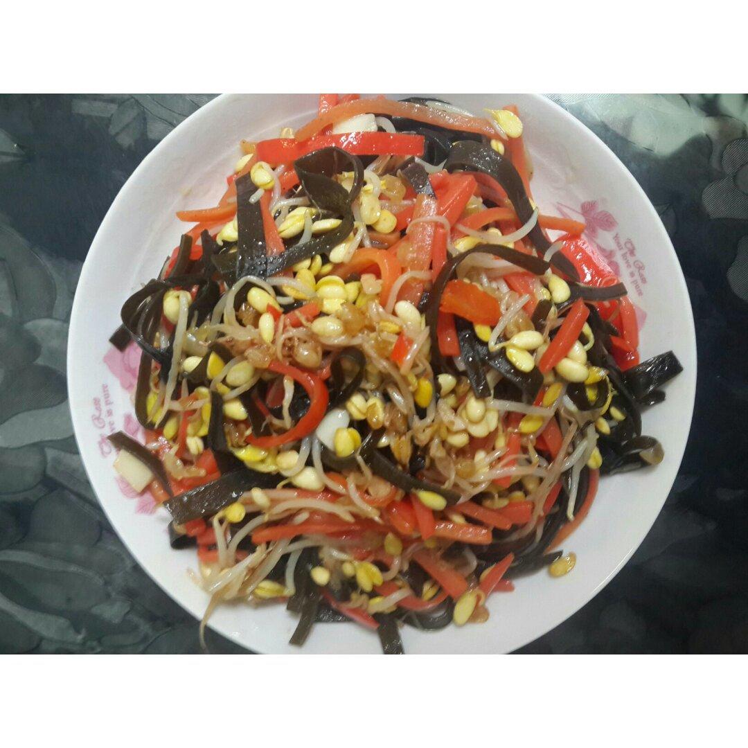 菜黄豆芽炒海带