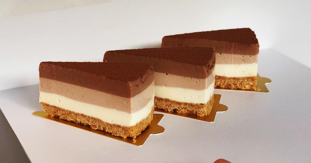 小爬爬儿-1做的榛子巧克力酱芝士慕斯蛋糕(含视频)