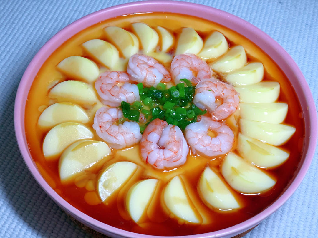 日本豆腐,鸡蛋,虾仁,葱花,盐,蒸鱼豉油                  综合评分 8