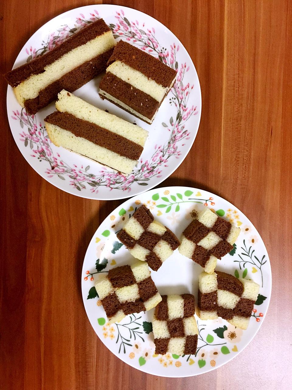双色棋格奶油蛋糕