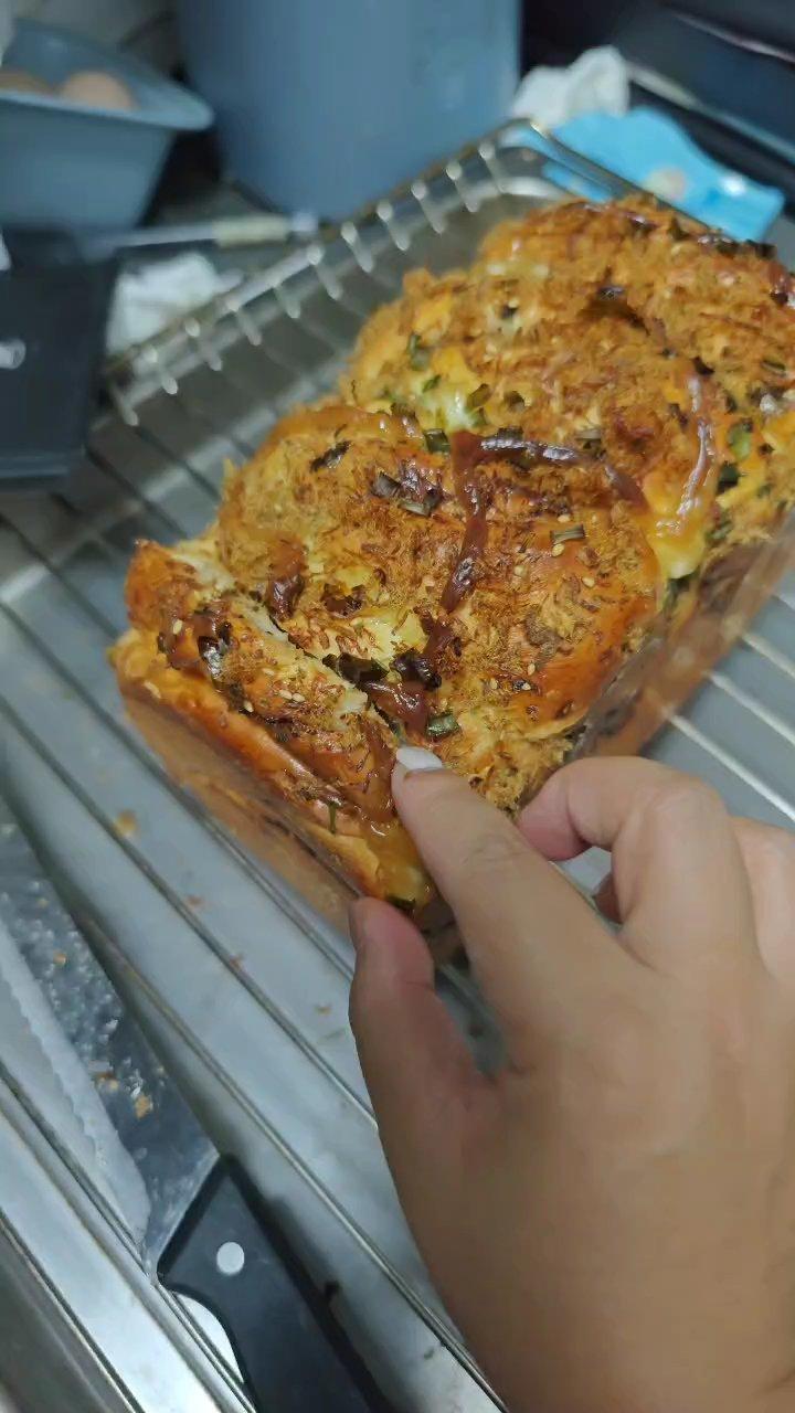 咸香松软～保姆级教程‼️葱香肉松手撕吐司