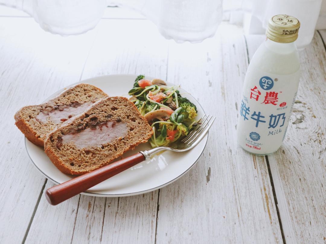 红豆香芋快手面包丨健康·烘焙