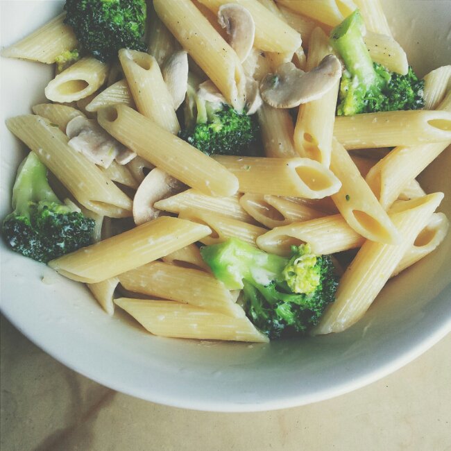 白汁蘑菇培根意面