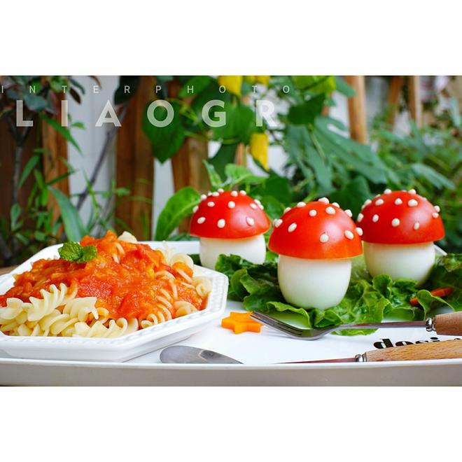 超萌番茄“蘑菇”意面的做法