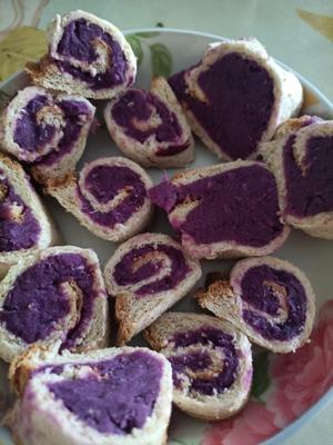 超快手早餐宝宝紫薯面包卷的做法 步骤3